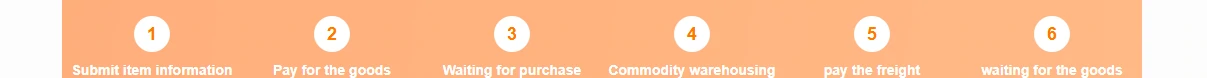 The six step progress bar across the top of the HubbuyCN order page
